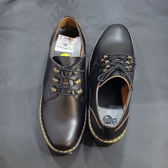 BRAND NEW DR MARTENS LEONA LOW BLACK VINTAGE SMOOTH HEELED SHOES - Picture 7 of 16